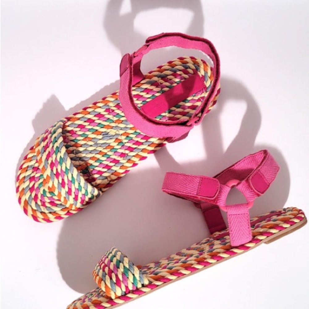 SALT + UMBER SURI - ANTHROPOLOGIE PINK MULTI COLOR TUTTI FRUITI SANDAL Size 6